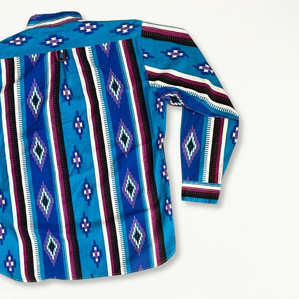 Vintage 90s Retro Southwestern Pattern Striped Western Button Down Shirt - Picture 13 of 15